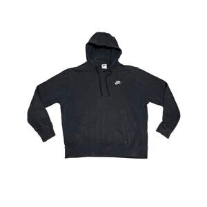 Nike Hoodie Mens Medium Black Pullover Sweatshirt Swoosh Pocket